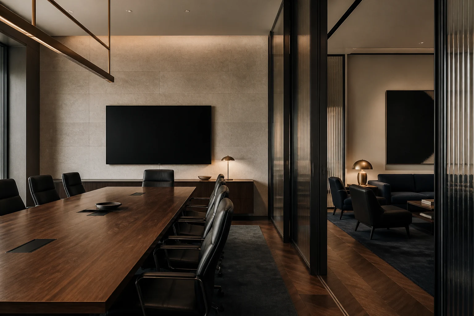 Representative premium corporate workplace interior; representative imagery, not a completed UES project.